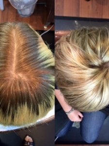 before and after color correction Heather Gore Salon