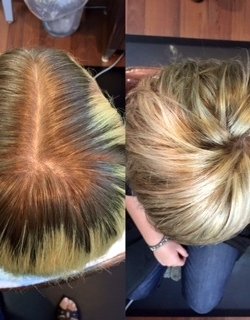 before and after color correction Heather Gore Salon
